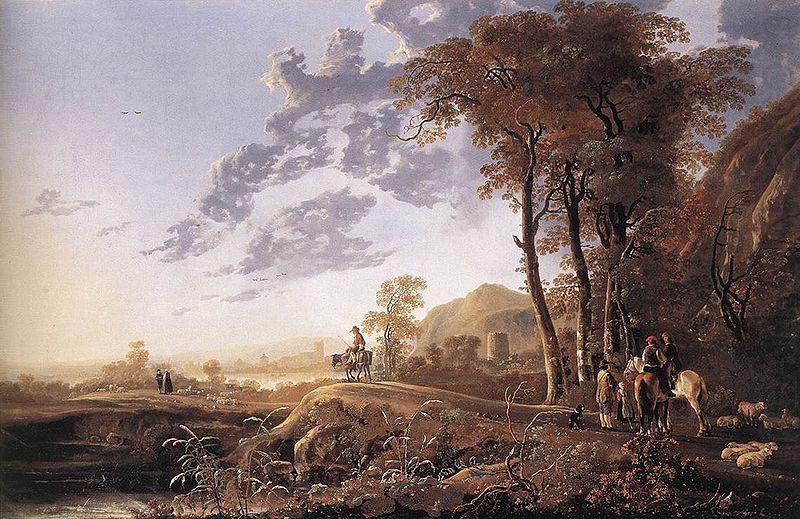Aelbert Cuyp Evening Landscape with Horsemen and Shepherds china oil painting image